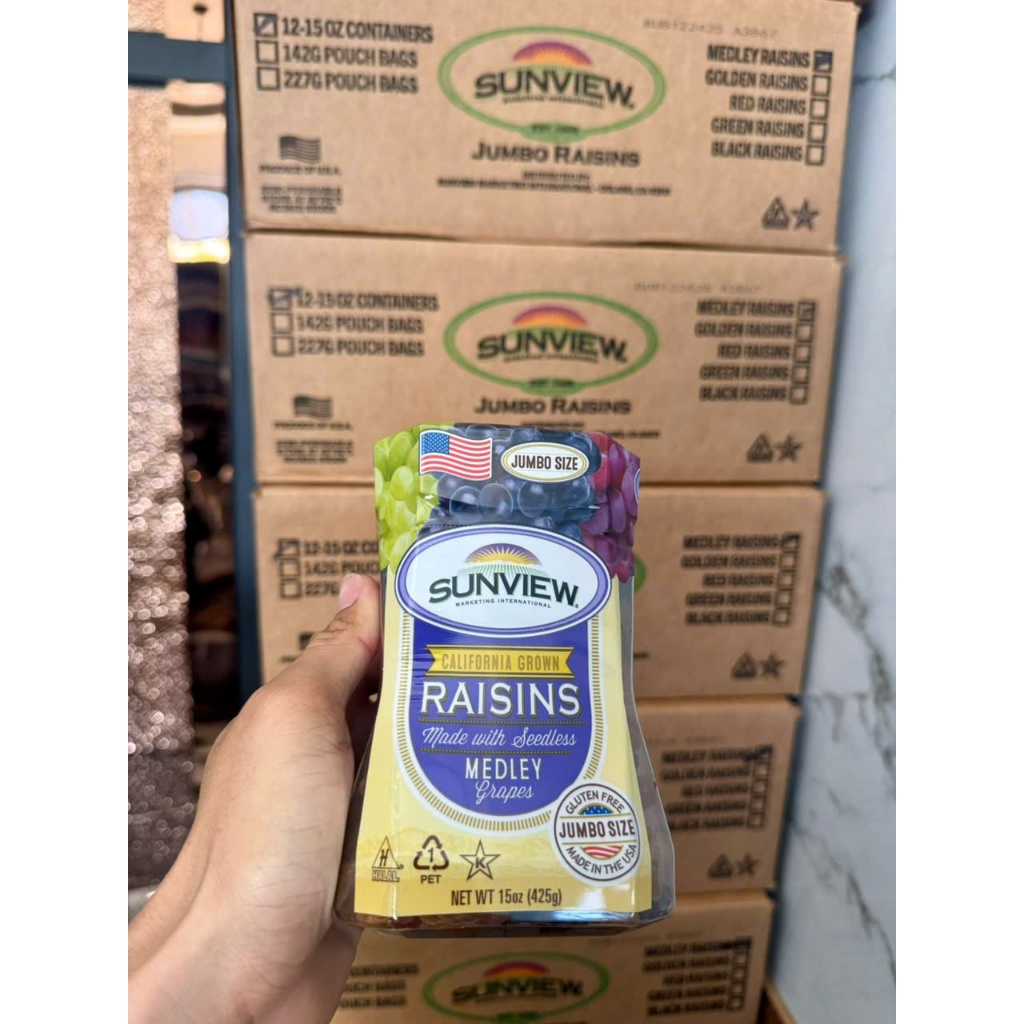 1 HÔP NHO KHÔ MỸ SUNVIEW RAISINS 425G