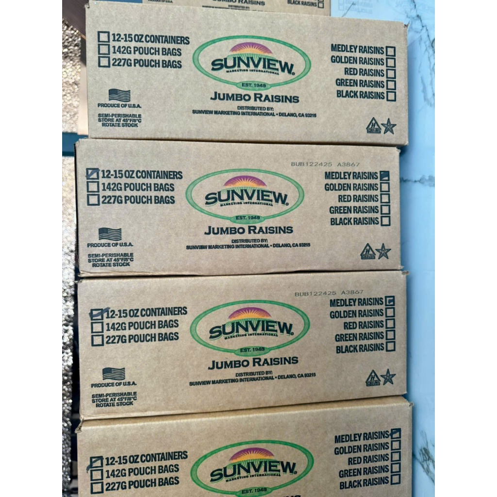 1 HÔP NHO KHÔ MỸ SUNVIEW RAISINS 425G