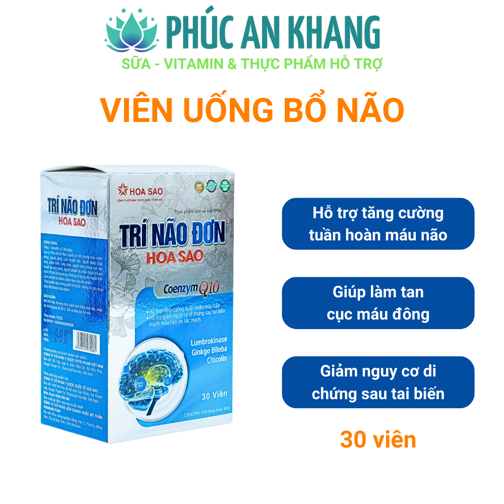 Viên Uống Bổ Não Cải Thiện Trí Nhớ Tăng Tuần Hoàn Máu Não Trí Não Đơn Hoa Sao Uy Tín Chính Hãng