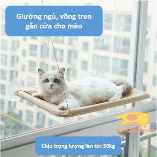 (Hỏa tốc) Giường ngủ, Võng tắm nắng cho mèo treo gắn cửa sổ, thiết kế giác hút tiện dụng, dễ dàng lắp ráp