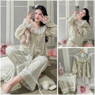  Bộ ngủ mặc nhà bánh bèo thô Quảng Châu cao cấp rêu xa 