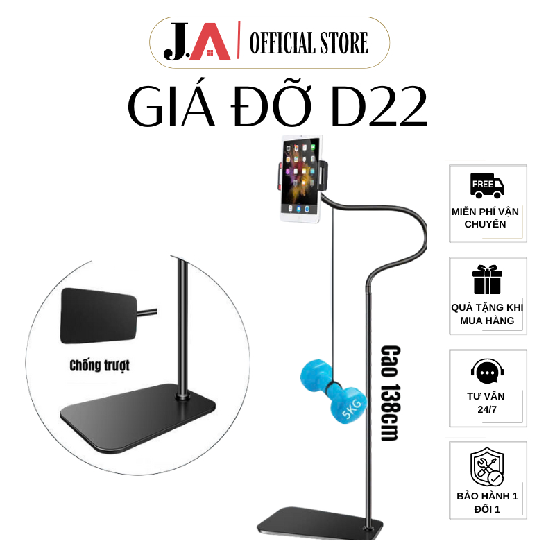 Giá Đỡ Điện Thoại, Ipad D22 Cao 1m38 Đa Năng, Hỗ Trợ Quay Phim, Video, Livestream, Vlog. Tuỳ Chỉnh K