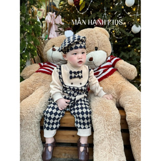 Body Trám nơ cổ [ tặng kèm mũ nồi cục bông ] đồ bé trai cho bé mùa thu đông siêu đáng yêu