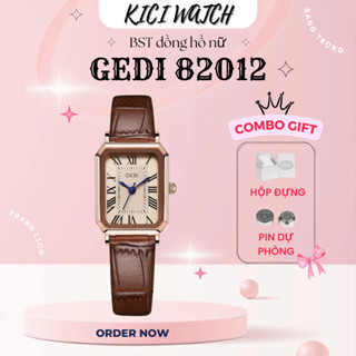 Đồng Hồ Nữ GEDI Chính Hãng Phong Cách Vintage Mặt Số La Mã Dây Da Mặt Vuông Chống nước MÃ 6649