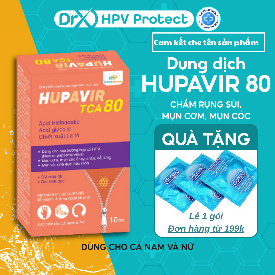 Dung Dịch Chấm Sùi Mào Gà HUPAVIR TCA 80 Hỗ Trợ Giảm Mụn Cơm, Mụn Cóc Cho Nam Nữ- Lọ 10ml