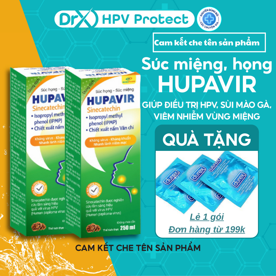 Nước súc miệng họng HUPAVIR hỗ trợ giảm sùi, hạt lympo, ngăn ngừa nhiễm HPV ở miệng- 250ml