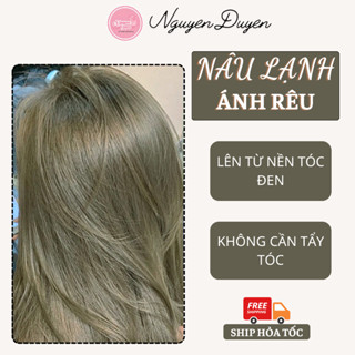 Thuốc nhuộm tóc, thuốc nhuộm tóc màu NÂU LẠNH ÁNH RÊU , tặng kèm oxy trợ dưỡng và bao tay_Nguyenduyendaily