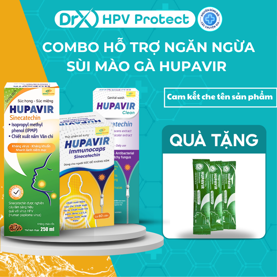 Combo hỗ trợ ngăn ngừa sùi mào gà Hupavir đánh bay sùi, ngừa nguy cơ lây nhiếm HPV