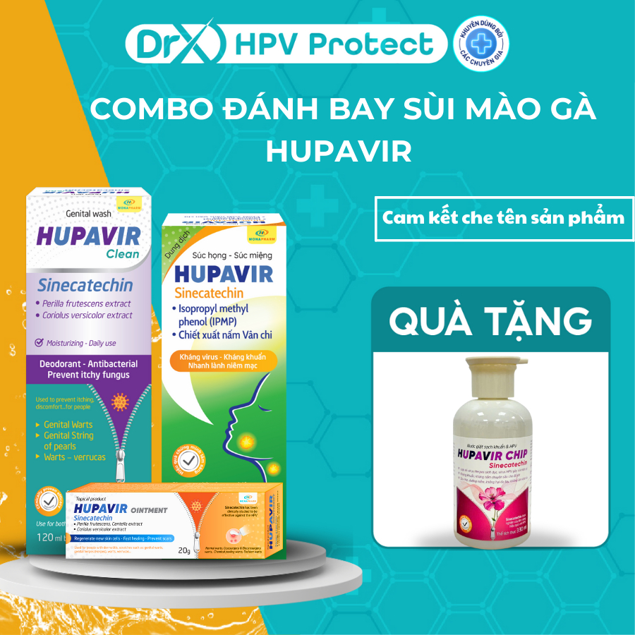 Combo đánh bay sùi mào gà Hupavir giảm tình trạng sùi, mụn cóc, ngăn ngừa nhiễm HPV