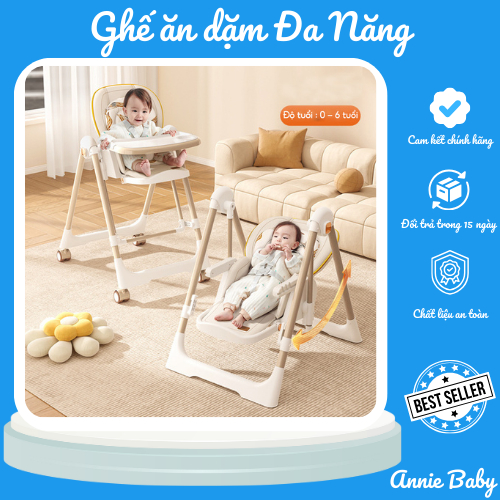 Ghế Ăn Dặm Đa Năng ANNIE BABY , Ghế Ăn Dặm 3 In 1 Có Bánh Xe Gấp Gọn Dễ Dàng Tiện Lợi Cho Mẹ