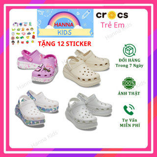 Dép Cross Barbie Kids cho bé gái trẻ em Sục Cros CUTIE Bướm Bánh mỳ đế cao HannaKids giày xục Croc Clog Kid Hàng Xuất