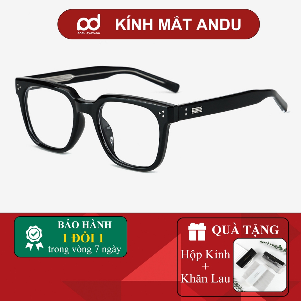 Gọng kính cận thời trang nam nữ ANDU EYEWEAR dáng vuông chống tia UV chất liệu nhựa 91AD37