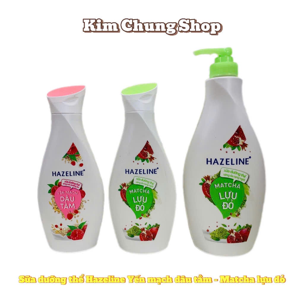 Sữa dưỡng thể dưỡng ẩm Hazeline Matcha lựu đỏ & Yến mạch dâu tằm