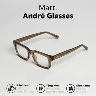  Gọng kính cận nam nữ ANDRÉ GLASSES dáng chữ nhật vuông chất liệu Acetate cao cấp lõi kim loại unisex Matt. Kính 