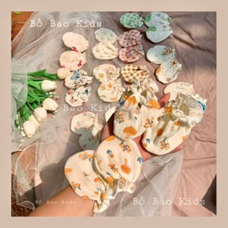 ( Set 3 đôi ) Bao tay Bao chân  cho bé sơ sinh  xô muslin chống cào