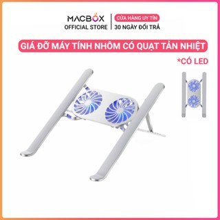 Giá đỡ laptop tản nhiệt gấp gọn chất liệu nhôm nguyên khối kiêm đế tản nhiệt kệ kê laptop có đèn led