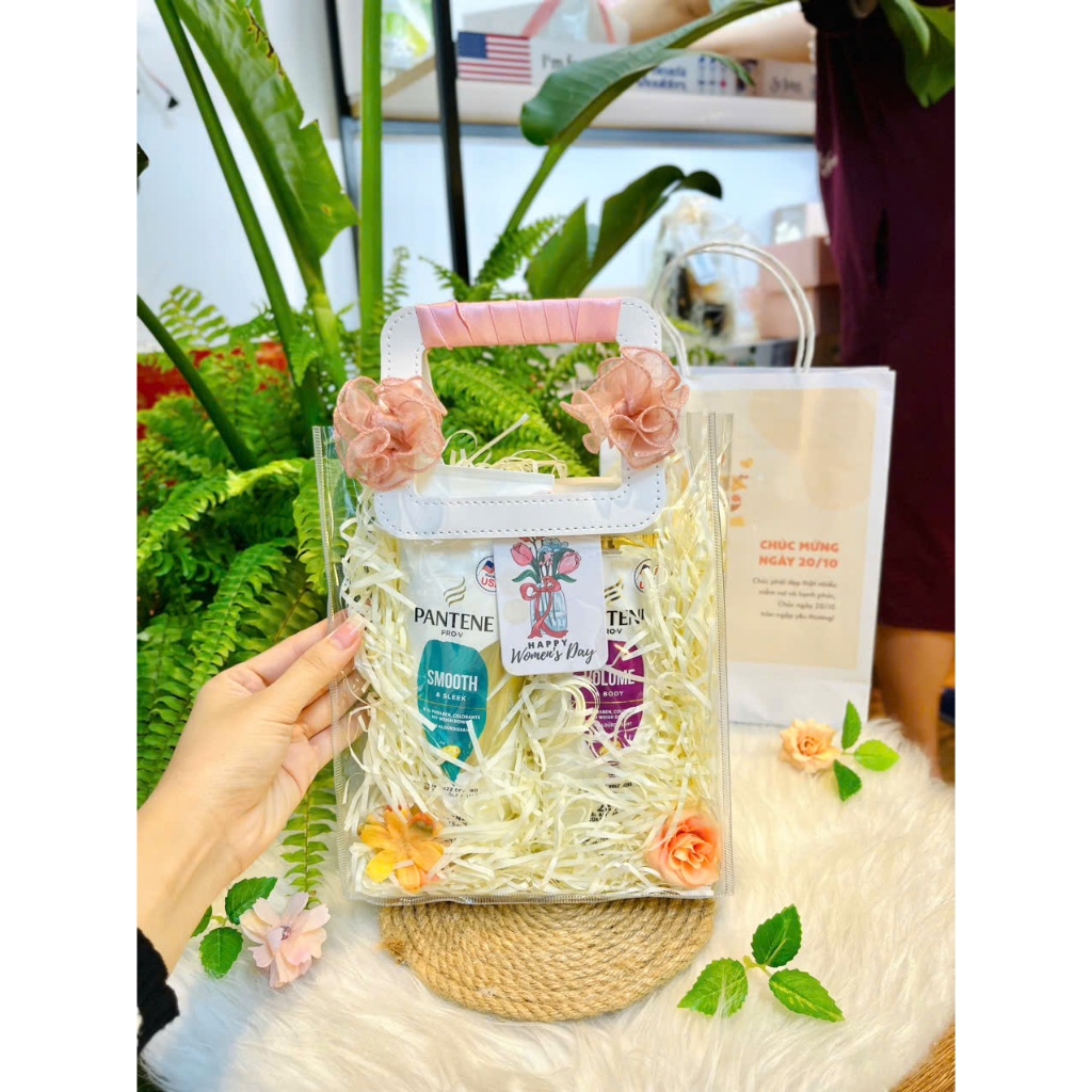 (Set Quà Tặng 20/10) Set Dầu xả Pantene Pro-V Smooth & Sleek + Dầu gội & xả Pantene Volume 355ml