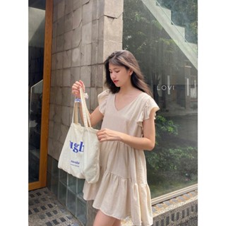 Đầm Babydoll cổ V form ngắn dáng xòe HIME DRESS 🍎 - Một chiếc đầm siêu xinh và thoải mái nhà LOVI