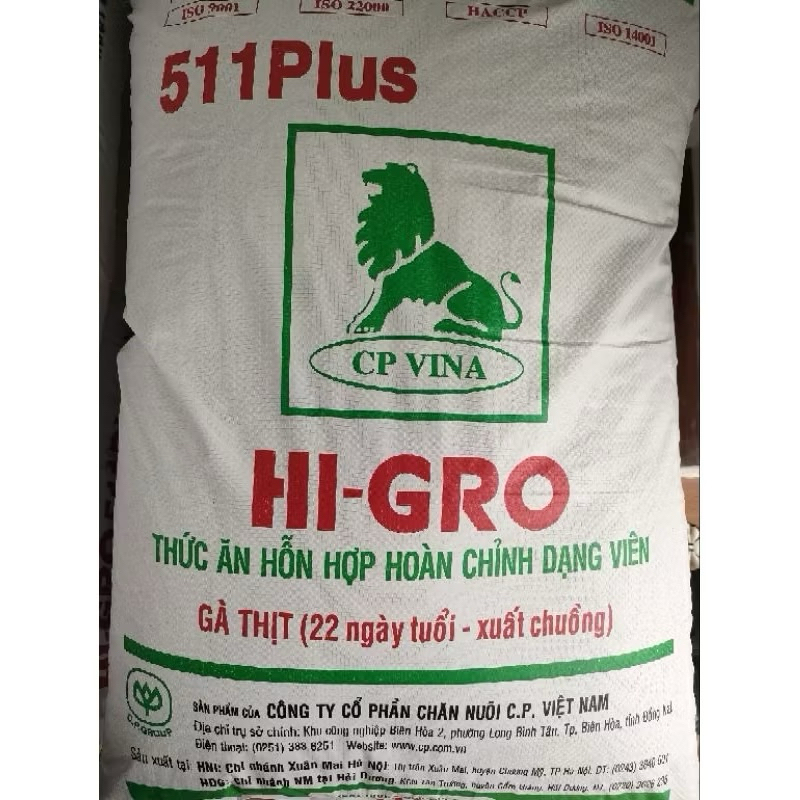 Bao cám viên cho gà thịt, gà đẻ, gia cầm 25kg. Cám higro chính hãng hiệu quả cao