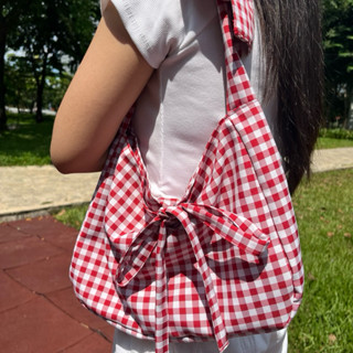  Túi tote họa tiết caro đỏ size 38x25x6 vải ford Sugary T003 