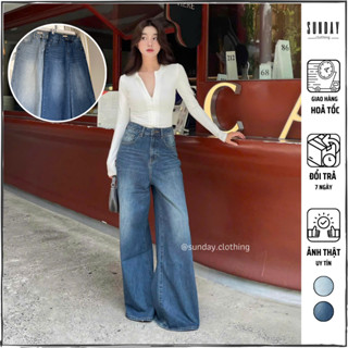  Quần Jean Ống Rộng Quần Jeans Dáng Suông Loe To Lưng Cao Siêu Hack Dáng - Sunday Clothing QU003 