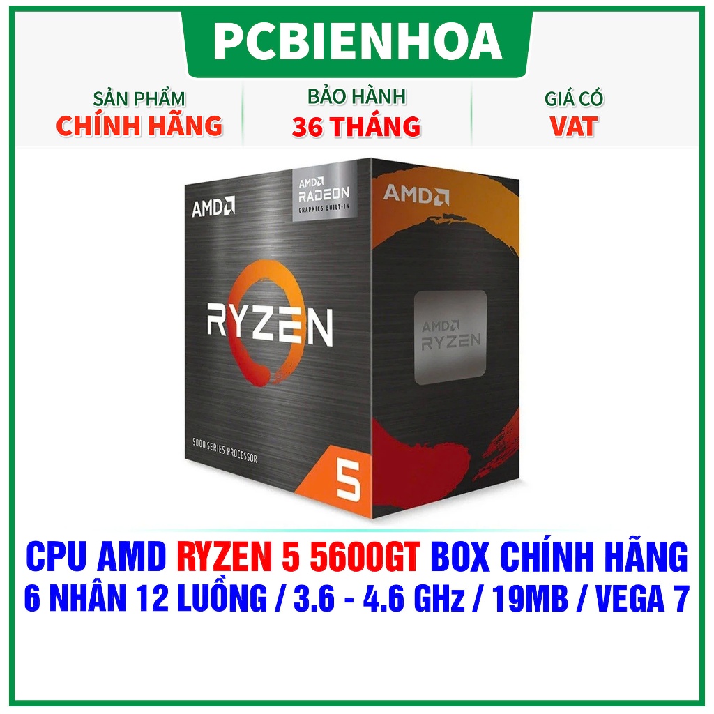 CPU AMD Ryzen 5 5600GT | 3.6 GHz up to 4.6 GHz, 6 Cores 12 Threads, AM4-36T chính hãng
