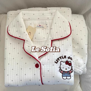  Bộ đồ ngủ Le Sofia trần bông siêu ấm bộ đồ mặc nhà dài tay chất liệu dày dặn dễ thương LES04 