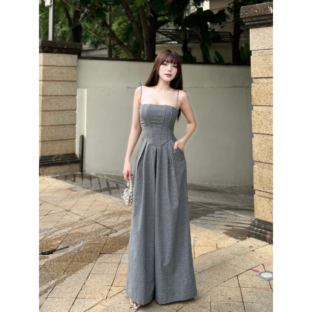 Jumpsuit Cúp Ngực Quần Ống Rộng Trơn Đơn Giản Cho Nữ - HANKY JUMP - GOÛT DE JUN