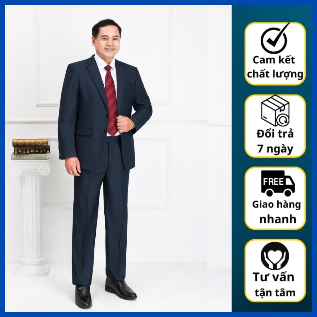 Bộ comple Vestton nam trung niên, Vest nam trung niên cao cấp loại 1 ( Tặng Cà Vạt )