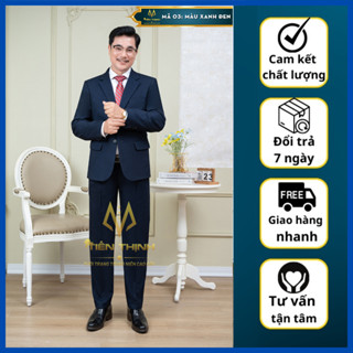 Bộ Vest Trung tuổi Hồng Ngọc, Vest trung tuổi 2 khuy vải tuýp si nhập khẩu ( tặng cà vạt )