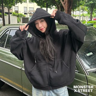 ZIP HOODIE BOXY - Áo khoác ZIP dây kéo trơn Basic Monster x Street