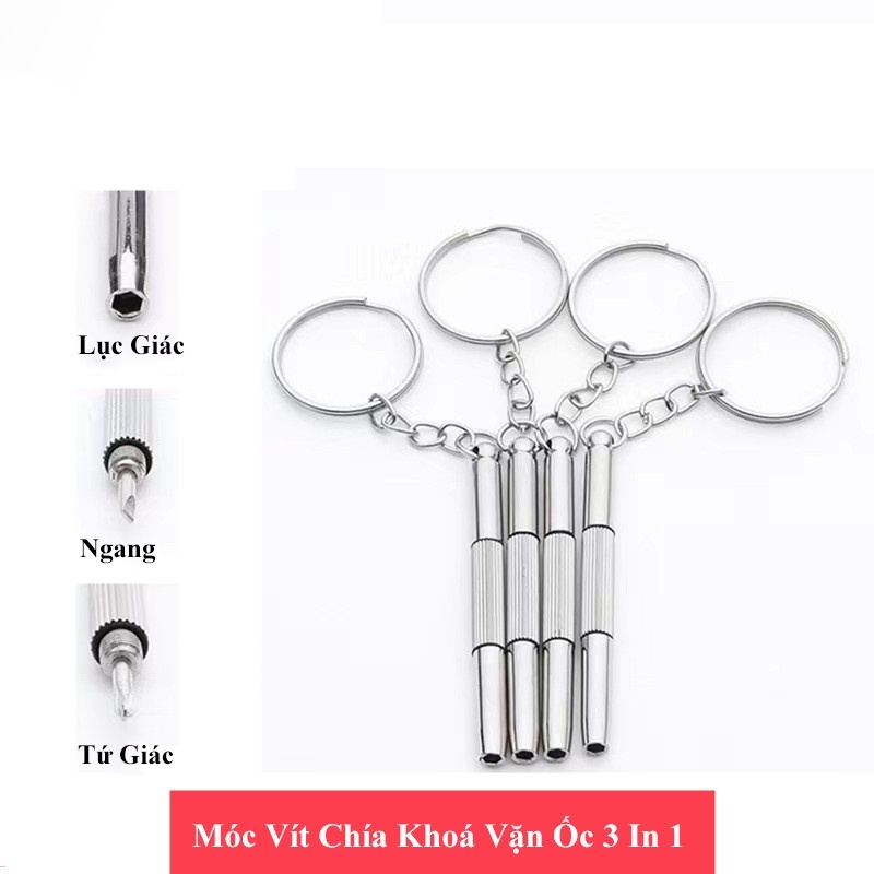 Móc vít chìa khóa đa năng vặn ốc AnDu sửa kính mắt 3 đầu đa năng