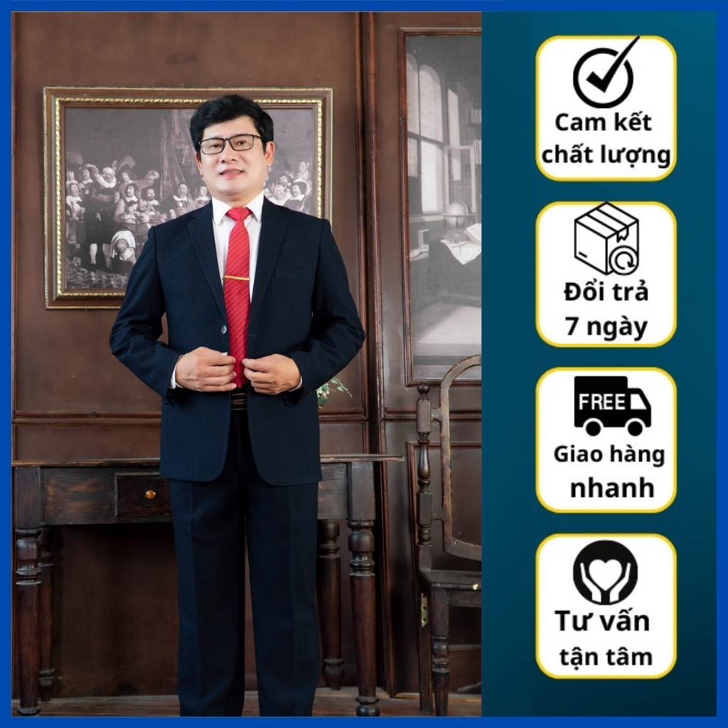 Vest trung tuổi Hồng Ngọc, bộ vest trung tuổi cao cấp ( tặng cà vạt )