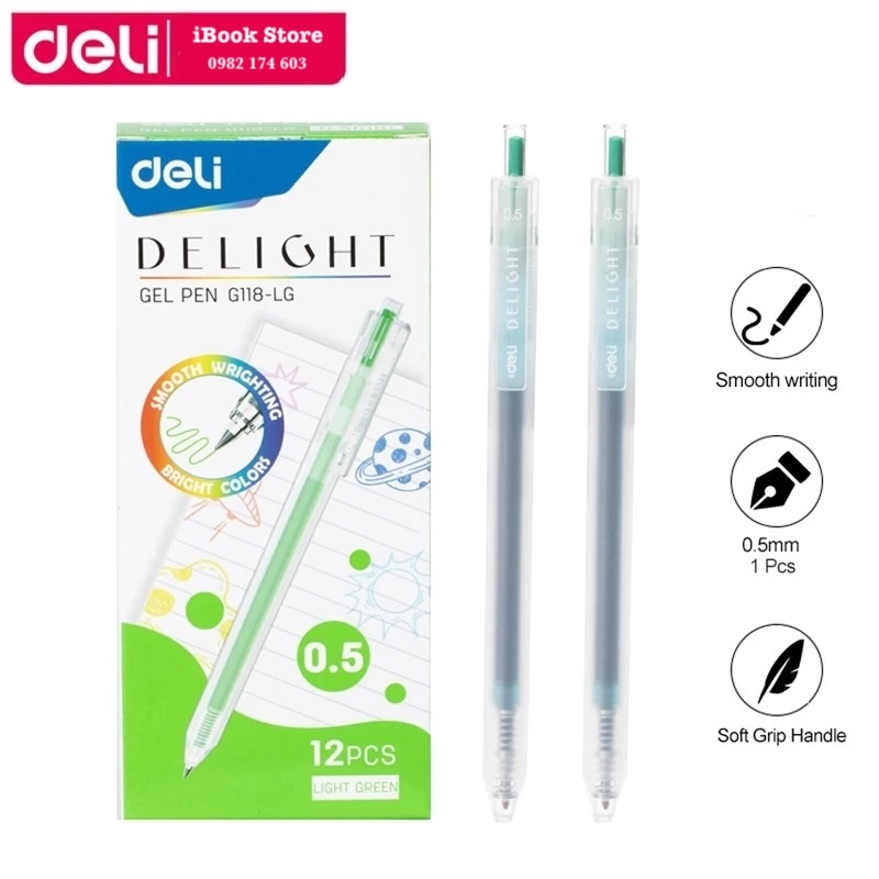 Bút Gel Mực Xanh lá sáng nhạt - Light Green Deli EG118