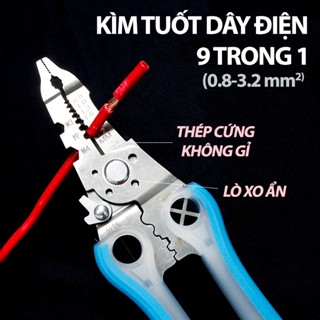 Kìm tuốt dây điện 9 trong 1, thép cứng không gỉ, lò xo ẩn 013B