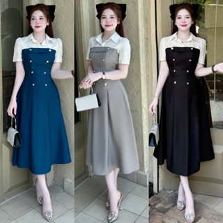 C20-Váy Dự Tiệc Cổ Sơ Mi Đính Nút Sang Chảnh, Vải Tây Mềm Mịn, Đi Làm,Đi Tiệc,Mijustore