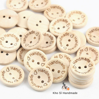 Cúc gỗ handmade with love (gói 10 cái)