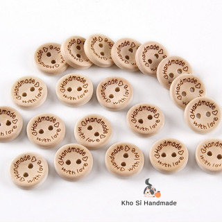 Cúc gỗ handmade with love (gói 10 cái)