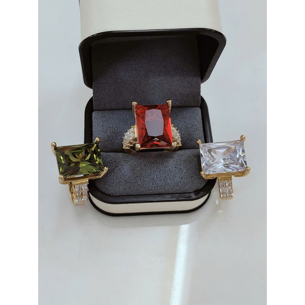 Nhẫn nữ mặt chữ nhật to đồng đỏ không xi