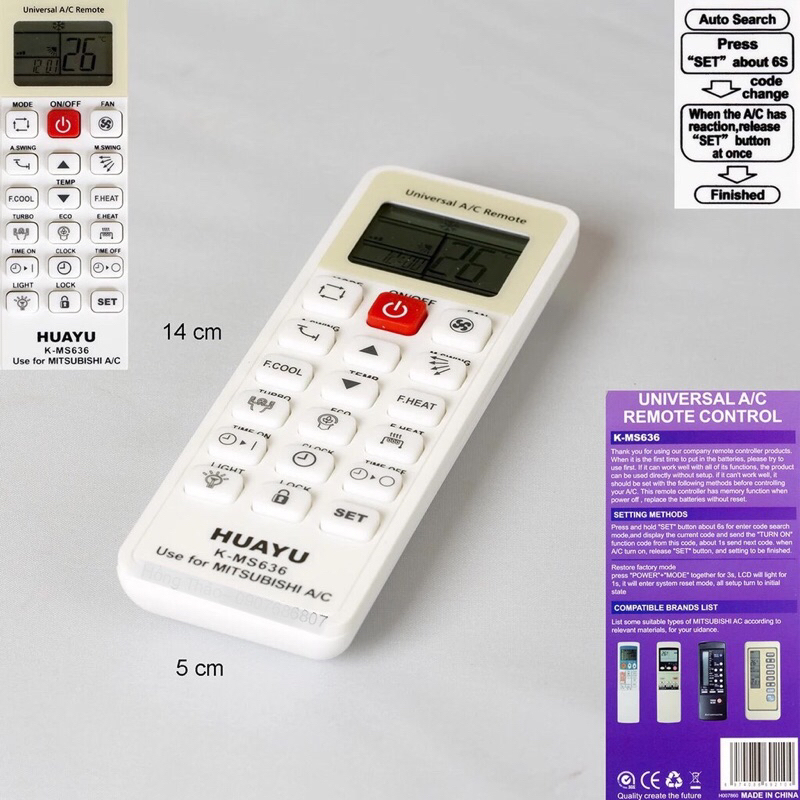 Remote máy lạnh Mitsubishi Huayu MS636+ pin