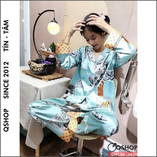 Bộ đồ ngủ pijama cặp đôi lụa satin mềm QM134