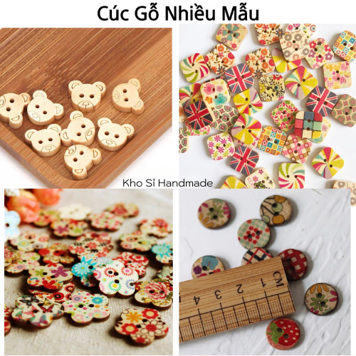 Cúc Gỗ Trang Trí 15MM ( Gói 10 Cái)