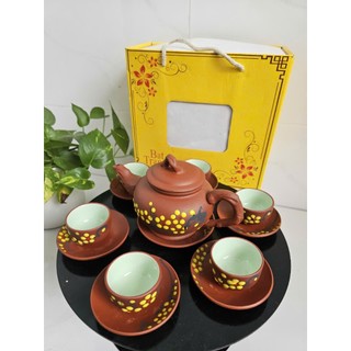 Bộ ấm chén trà đất nung Bát Tràng siêu đẹp