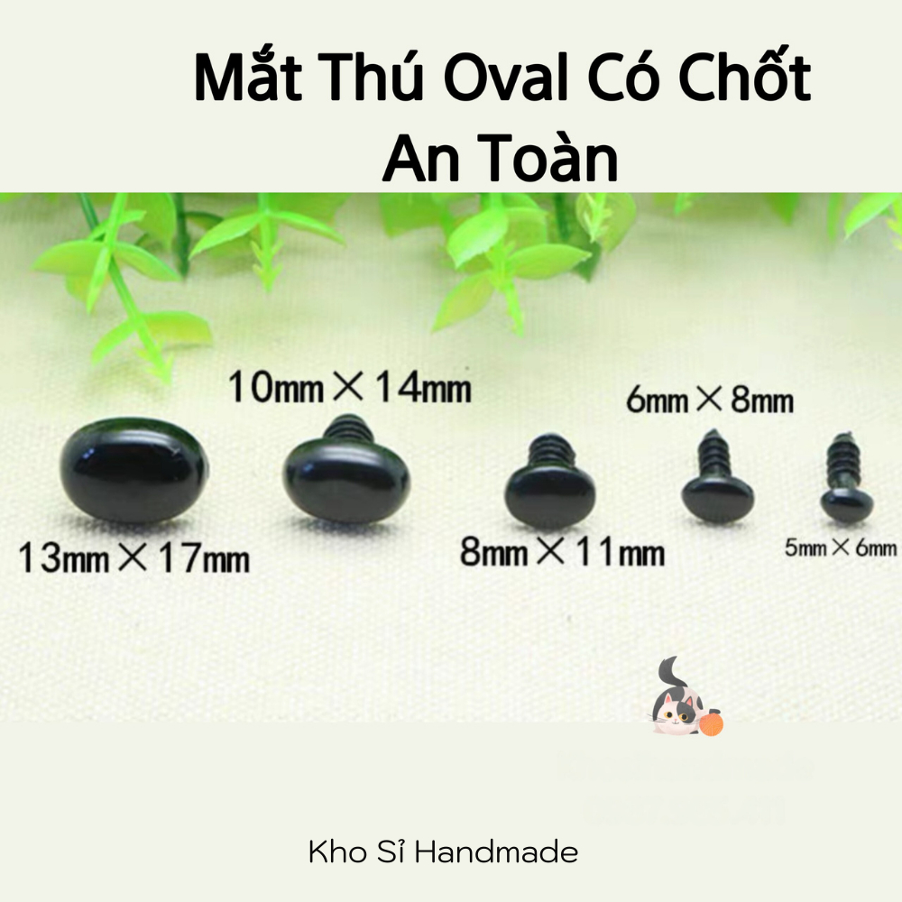 Mắt thú oval có chốt an toàn (gói 10 đôi)