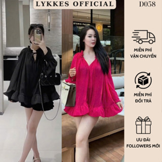 ( Hỏa tốc ) Đầm Babydoll Nữ Nhiều Màu LYKKES Áo Babydoll Tay Dài Dáng Xòe 2 Lớp Lót Lụa D058