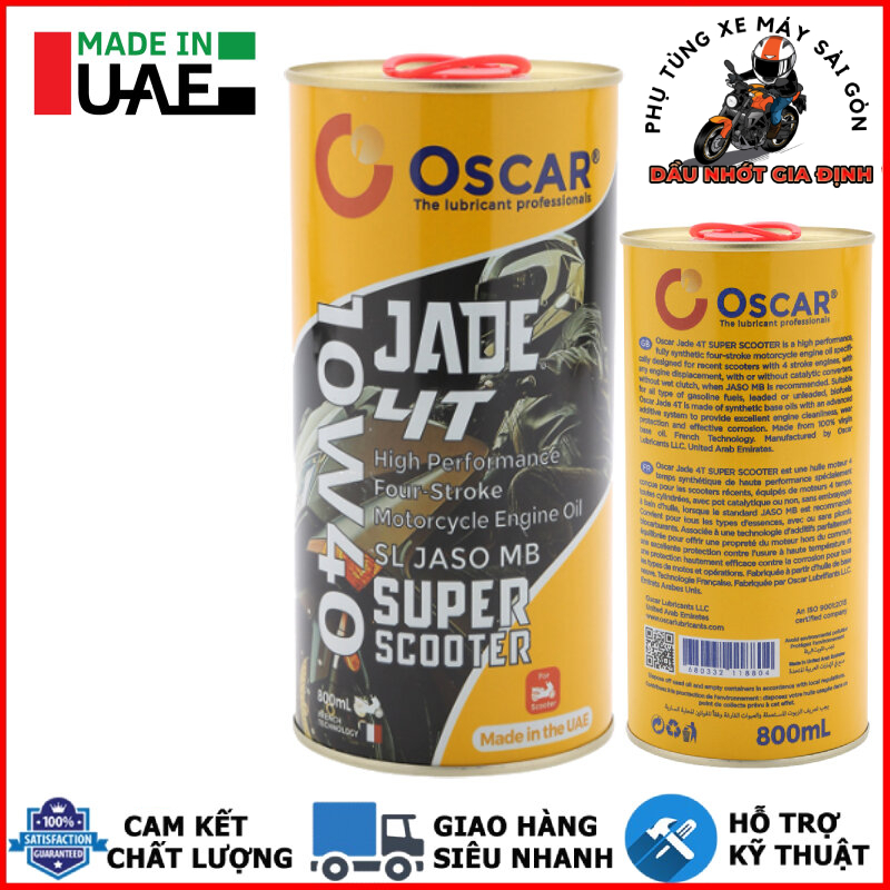 Nhớt xe ga Oscar Jade 4T Super Scooter 10W40 full tổng hợp - Nhập khẩu UAE