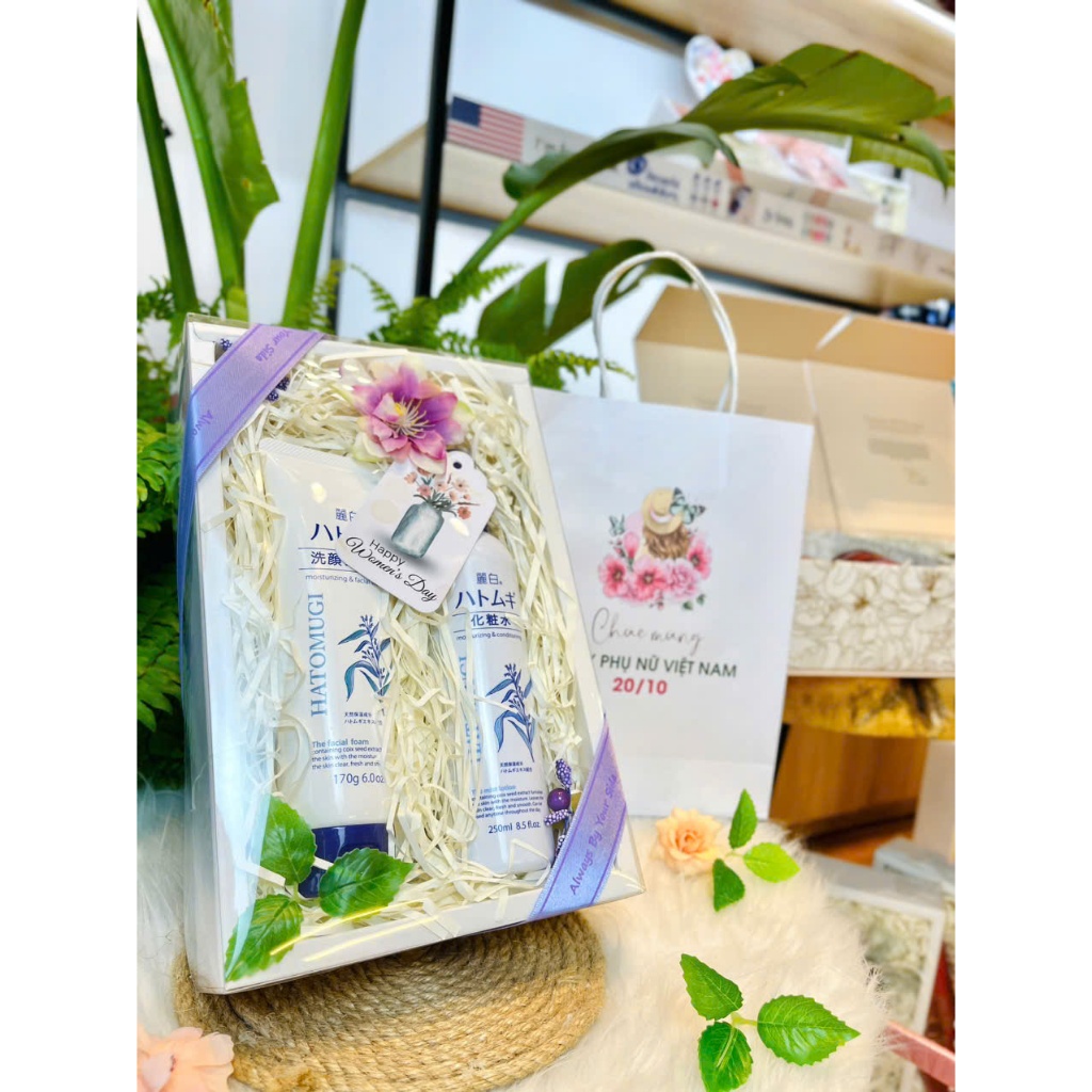 (Set Quà Tặng 20/10) SRM làm sạch sâu và dưỡng trắng Reihaku Hatomugi Facial Foam 170g & Reihaku Xịt