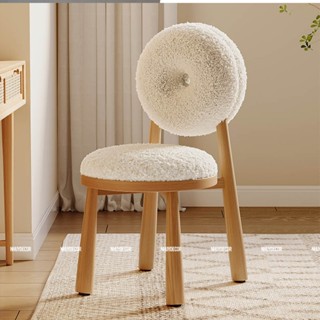 Ghế donut lông cừu Nhu Y Decor xinh xắn sáng tạo phong cách Bắc Âu , ghế trang điểm tựa lưng