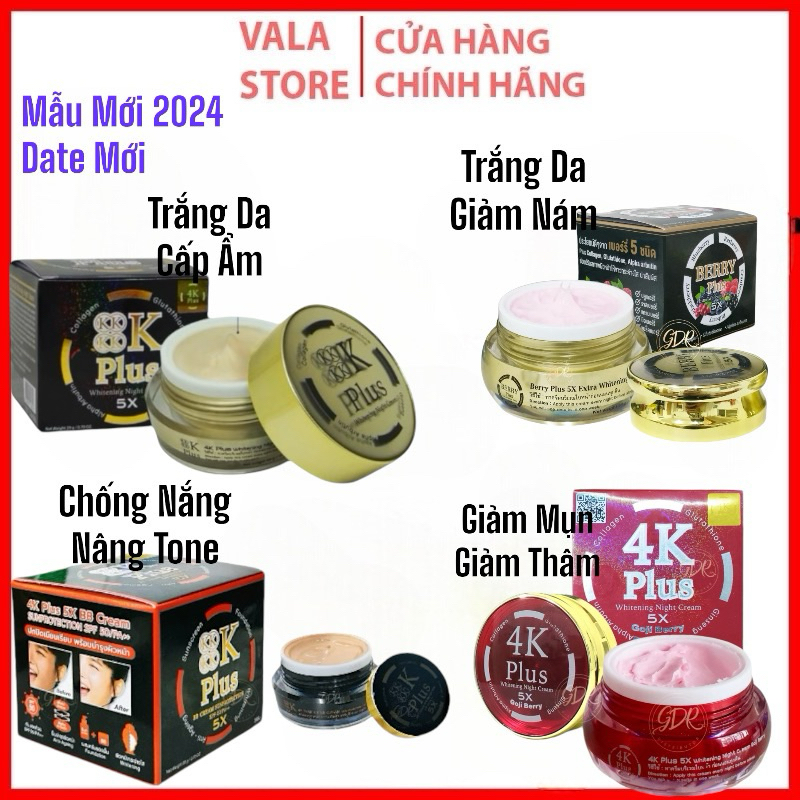Kem Dưỡng Trắng Da Ban Đêm 4K Plus 5x Thái Lan Chính Hãng, Mẫu Mới Date Mới 20gr