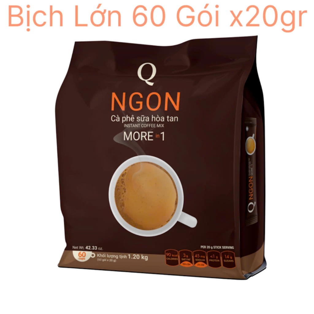 Cà Phê Sữa NGON Trần Quang bịch lớn 1.2kg ( 60 gói dài x 20gr )